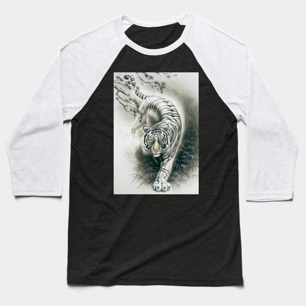 White tiger Baseball T-Shirt by USconceptTshirts